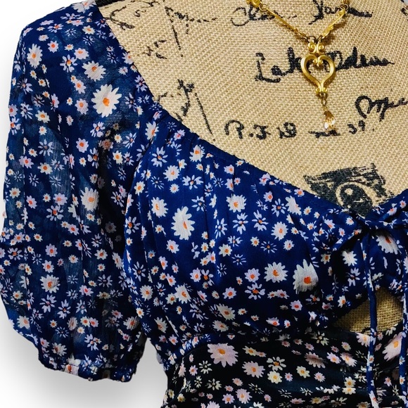 Free People Tessa 2 Tone Ruched Floral Open Back Dress NWOT/Unworn & Darling!!💖 - Picture 5 of 11
